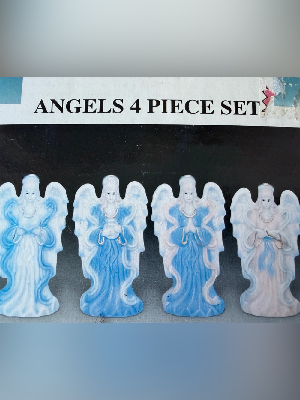 Set of 4 Blue and White Angel Figurines - Brand Unspecified